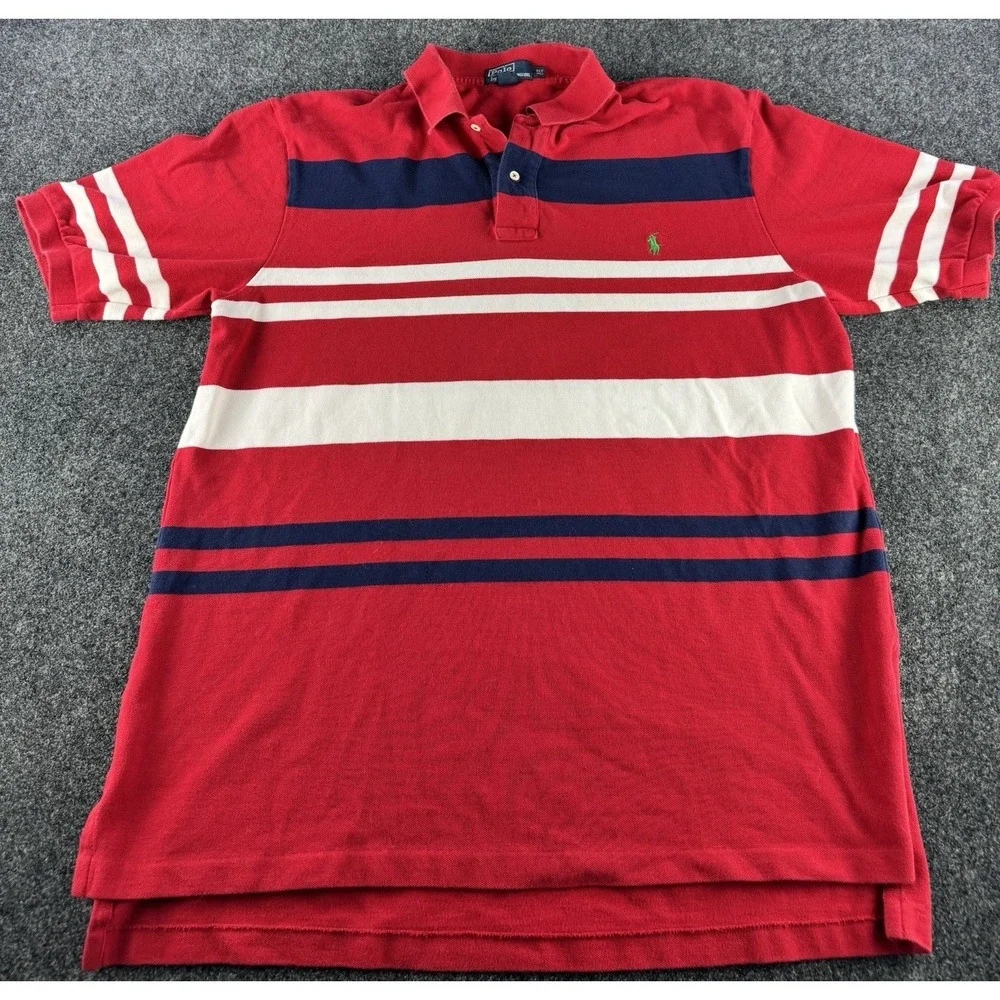 Polo Ralph Lauren XL Tall Red Stripe Rugby Polo Shirt Pony Logo